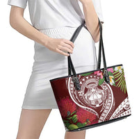 Aloha Hawaii Big Island Leather Tote Bag Ohia Lehua Wahine