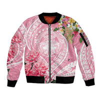 Aloha Hawaii Maui Sleeve Zip Bomber Jacket Goddess Lokelani Rose LT7 Unisex Pink - Polynesian Pride