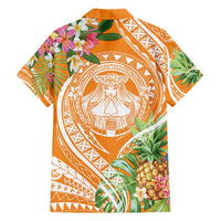 Aloha Hawaii Lanai Family Matching Short Sleeve Bodycon Dress and Hawaiian Shirt Frangipani Mix Pineapple