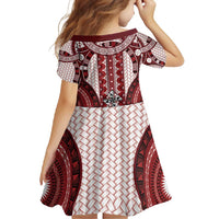 Bula Fiji Vintage Family Matching Long Sleeve Bodycon Dress and Hawaiian Shirt Scarlet Masi Motifs LT7 - Polynesian Pride