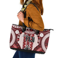 Bula Fiji Vintage Leather Tote Bag Scarlet Masi Motifs