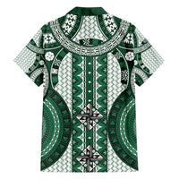 Bula Fiji Vintage Family Matching Off Shoulder Maxi Dress and Hawaiian Shirt Phthalo Green Masi Motifs LT7 - Polynesian Pride
