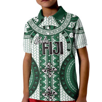 Bula Fiji Vintage Kid Polo Shirt Phthalo Green Masi Motifs