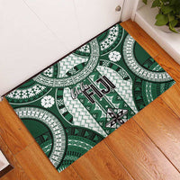 Bula Fiji Vintage Rubber Doormat Phthalo Green Masi Motifs