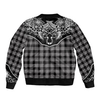 Hawai'i Paniolo Motif Black Sleeve Zip Bomber Jacket Floral Palaka Print LT7 - Polynesian Pride