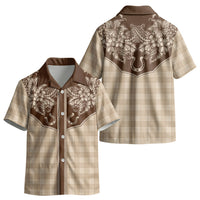 Hawai'i Paniolo Motif Leather Brown Kid Hawaiian Shirt Floral Palaka Print LT7 - Polynesian Pride