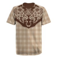Hawai'i Paniolo Motif Leather Brown Rugby Jersey Floral Palaka Print LT7 - Polynesian Pride