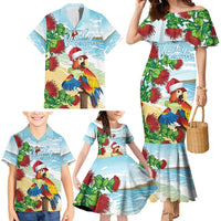 Have A Very Beach Christmas Family Matching Mermaid Dress and Hawaiian Shirt Parrot By Lehua Flower LT7 - Polynesian Pride