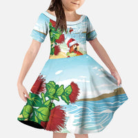 Have A Very Beach Christmas Family Matching Off The Shoulder Long Sleeve Dress and Hawaiian Shirt Parrot By Lehua Flower LT7 Daughter's Dress Art - Polynesian Pride
