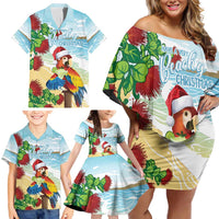 Have A Very Beach Christmas Family Matching Off Shoulder Short Dress and Hawaiian Shirt Parrot By Lehua Flower LT7 - Polynesian Pride
