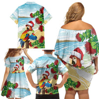 Have A Very Beach Christmas Family Matching Off Shoulder Short Dress and Hawaiian Shirt Parrot By Lehua Flower LT7 - Polynesian Pride