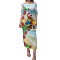Have A Very Beach Christmas Family Matching Puletasi and Hawaiian Shirt Parrot By Lehua Flower LT7 Mom's Dress Art - Polynesian Pride