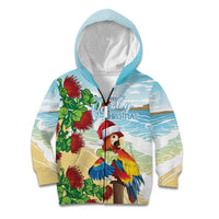Have A Very Beach Christmas Kid Hoodie Parrot By Lehua Flower LT7 Zip Hoodie Art - Polynesian Pride