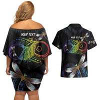 Personalised Polynesian Memorial Couples Matching Off Shoulder Short Dress and Hawaiian Shirt Your Wings Were Ready But My Heart Was Not LT7 - Polynesian Pride