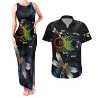 Personalised Polynesian Memorial Couples Matching Tank Maxi Dress and Hawaiian Shirt Your Wings Were Ready But My Heart Was Not LT7 Black - Polynesian Pride