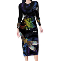 Personalised Polynesian Memorial Long Sleeve Bodycon Dress Your Wings Were Ready But My Heart Was Not