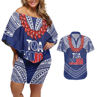 Toa Samoa Rugby Custom Couples Matching Off Shoulder Short Dress and Hawaiian Shirt Ulafala Mix Nifo'oti - Polynesian Pride