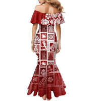 Hawaii Christmas Retro Patchwork Mermaid Dress Red LT7 - Polynesian Pride