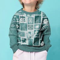 Hawaii Christmas Kid Ugly Christmas Sweater Retro Patchwork - Teal LT7 - Polynesian Pride