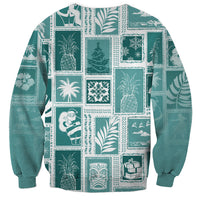 Hawaii Christmas Retro Patchwork Sweatshirt Teal LT7 - Polynesian Pride
