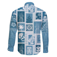 Hawaii Christmas Retro Patchwork Family Matching Short Sleeve Bodycon Dress and Hawaiian Shirt Aquamarine LT7 - Polynesian Pride