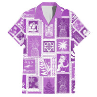 Hawaii Christmas Retro Patchwork Hawaiian Shirt Violet LT7 Violet - Polynesian Pride