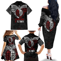 Maori Hongi Toitu Te Tiriti Family Matching Off The Shoulder Long Sleeve Dress and Hawaiian Shirt Tangata Tiriti Stand With Tangata Whenua LT7 - Polynesian Pride