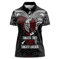 Maori Hongi Toitu Te Tiriti Women Polo Shirt Tangata Tiriti Stand With Tangata Whenua LT7 Female Black - Polynesian Pride