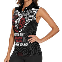 Maori Hongi Toitu Te Tiriti Women Sleeveless Polo Shirt Tangata Tiriti Stand With Tangata Whenua LT7 - Polynesian Pride