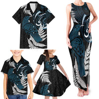 New Zealand Tui Bird Family Matching Tank Maxi Dress and Hawaiian Shirt Maori Kowhaiwhai LT7 - Polynesian Pride