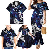 New Zealand Maori Matariki Family Matching Mermaid Dress and Hawaiian Shirt Tui Bird Galaxy LT7 - Polynesian Pride