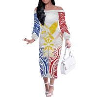 Philippines Tribal Sun Personalized Off The Shoulder Long Sleeve Dress Hunting Eagle