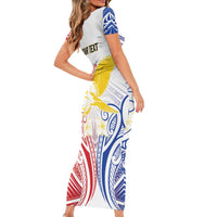 Philippines Tribal Sun Personalized Short Sleeve Bodycon Dress Hunting Eagle