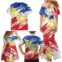 Personalized Filipino Sun and Stars Family Matching Mermaid Dress and Hawaiian Shirt Grunge Vibes LT7 - Polynesian Pride