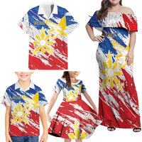 Personalized Filipino Sun and Stars Family Matching Off Shoulder Maxi Dress and Hawaiian Shirt Grunge Vibes LT7 - Polynesian Pride