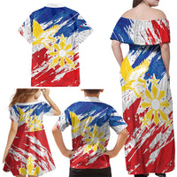 Personalized Filipino Sun and Stars Family Matching Off Shoulder Maxi Dress and Hawaiian Shirt Grunge Vibes LT7 - Polynesian Pride