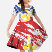 Personalized Filipino Sun and Stars Family Matching Tank Maxi Dress and Hawaiian Shirt Grunge Vibes LT7 Daughter's Dress White - Polynesian Pride
