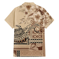 Vaiaso o le Gagana Samoa Family Matching Puletasi and Hawaiian Shirt Siapo Motif Beige LT7 - Polynesian Pride