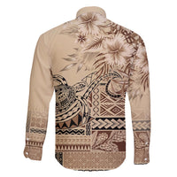 Vaiaso o le Gagana Samoa Family Matching Short Sleeve Bodycon Dress and Hawaiian Shirt Siapo Motif Beige LT7 - Polynesian Pride