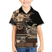 Vaiaso o le Gagana Samoa Family Matching Summer Maxi Dress and Hawaiian Shirt Siapo Motif Black LT7 Son's Shirt Black - Polynesian Pride