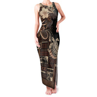 Vaiaso o le Gagana Samoa Family Matching Tank Maxi Dress and Hawaiian Shirt Siapo Motif Black LT7 Mom's Dress Black - Polynesian Pride