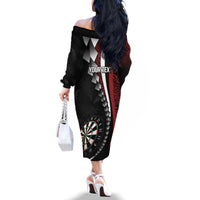 Personalized New Zealand Darts Family Matching Off The Shoulder Long Sleeve Dress and Hawaiian Shirt Kowhaiwhai Whero Koiri - Manaia LT7 - Polynesian Pride