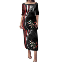 Personalized New Zealand Darts Family Matching Puletasi and Hawaiian Shirt Kowhaiwhai Whero Koiri - Manaia LT7 Mom's Dress Red - Polynesian Pride