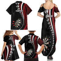 Personalized New Zealand Darts Family Matching Summer Maxi Dress and Hawaiian Shirt Kowhaiwhai Whero Koiri - Manaia LT7 - Polynesian Pride