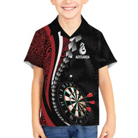 Personalized New Zealand Darts Family Matching Summer Maxi Dress and Hawaiian Shirt Kowhaiwhai Whero Koiri - Manaia LT7 Son's Shirt Red - Polynesian Pride