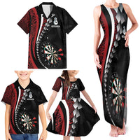 Personalized New Zealand Darts Family Matching Tank Maxi Dress and Hawaiian Shirt Kowhaiwhai Whero Koiri - Manaia LT7 - Polynesian Pride