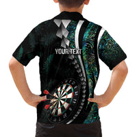 Personalized New Zealand Darts Family Matching Off The Shoulder Long Sleeve Dress and Hawaiian Shirt Paua Shell Koiri - Manaia LT7 - Polynesian Pride