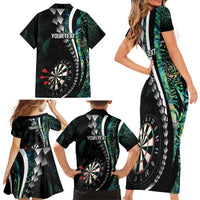 Personalized New Zealand Darts Family Matching Short Sleeve Bodycon Dress and Hawaiian Shirt Paua Shell Koiri - Manaia LT7 - Polynesian Pride