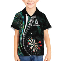 Personalized New Zealand Darts Family Matching Short Sleeve Bodycon Dress and Hawaiian Shirt Paua Shell Koiri - Manaia LT7 Son's Shirt Green - Polynesian Pride