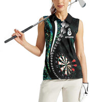 Personalized New Zealand Darts Women Sleeveless Polo Shirt Paua Shell Koiri - Manaia